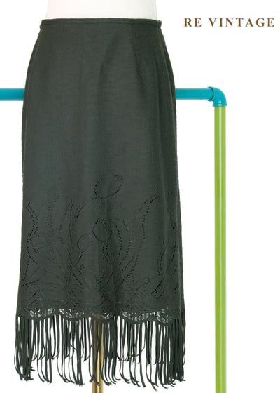 流浪詩人- 軍綠色簍空流蘇中長裙（25"）6