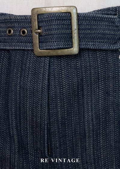 質感單品 - 經典條紋藍棕色寬版牛仔褲（26"）7