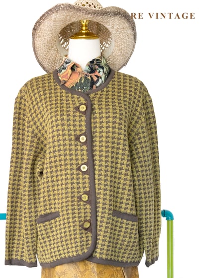 質感單品 - Lemon Yellow 千鳥格針織外套1