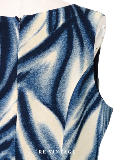 藍流波紋優雅流向洋裝13