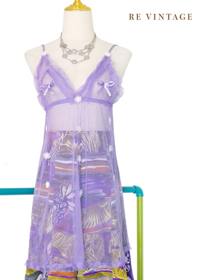 紫色薄霧浪漫蝴蝶結網紗背心1