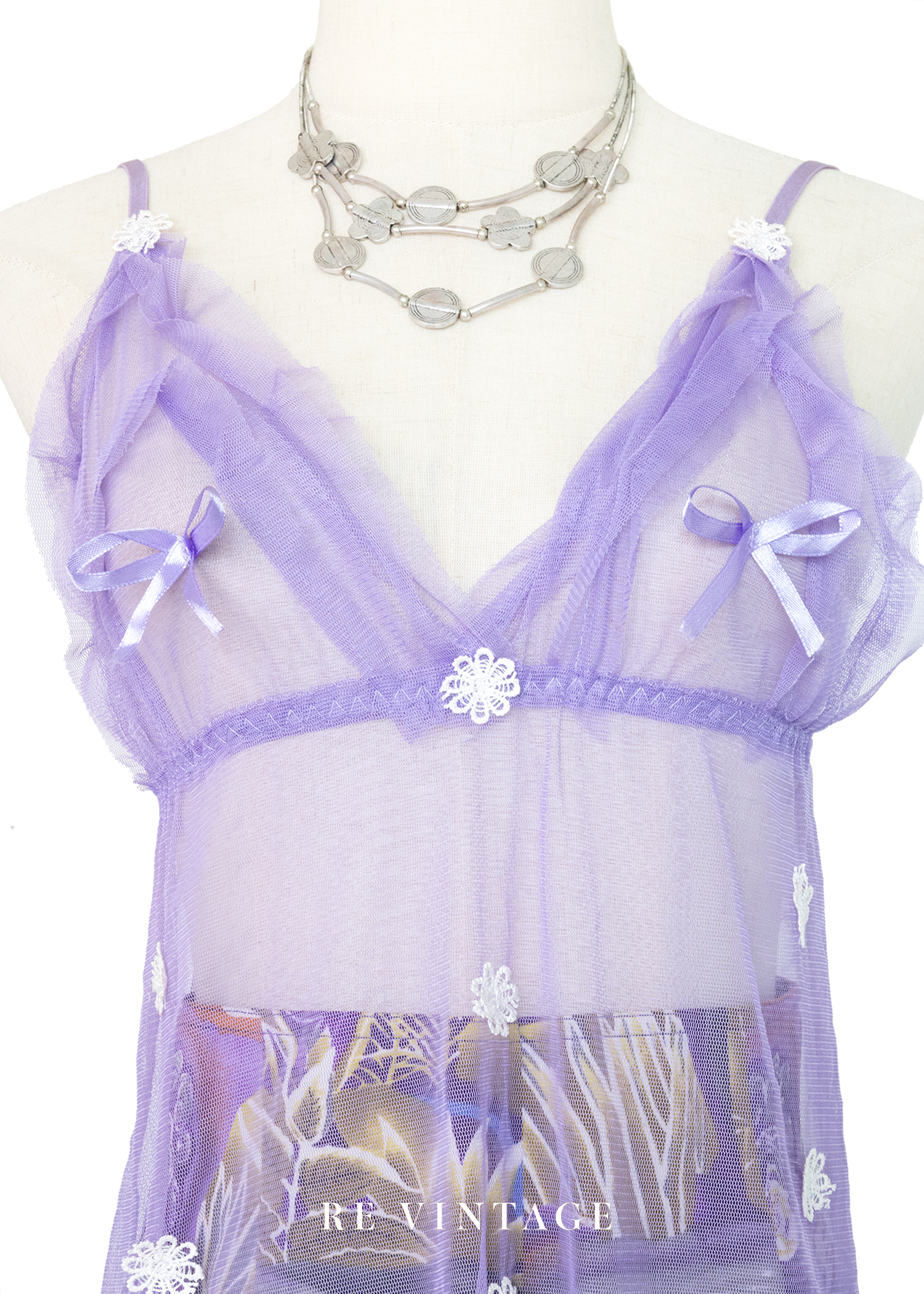 紫色薄霧浪漫蝴蝶結網紗背心3