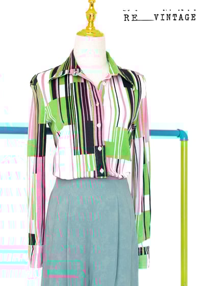 輕薄奶油綠潑墨色直筒寬版褲4