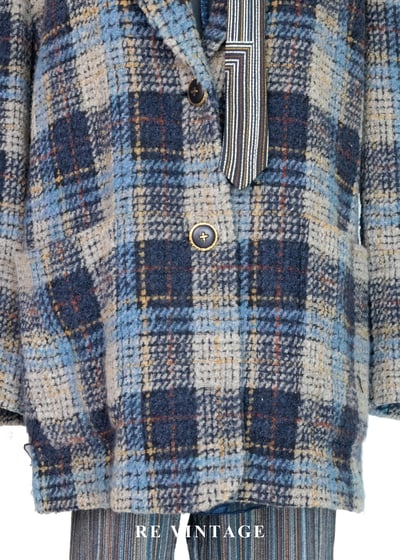 海洋藍系重磅粗花格紋西裝外套3