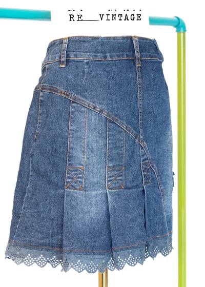 蕾絲花邊牛仔百摺短裙4