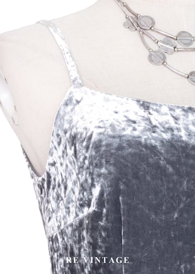 銀色月光系高級絨布細肩帶長洋裝5