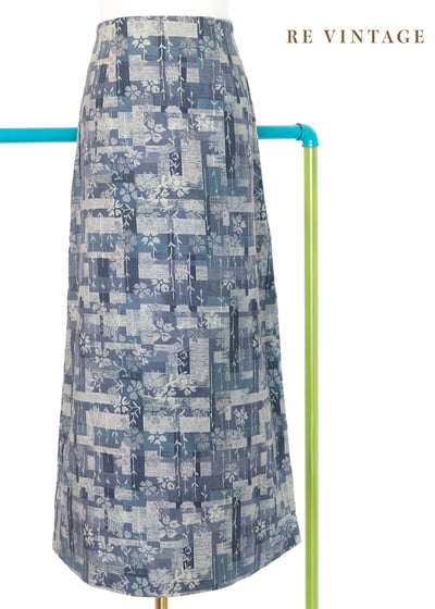 藍綠色格子與小花一起醒來得早晨長裙（27-30"）1