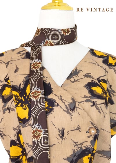 Ginger 棕色大黃花落肩上衣4