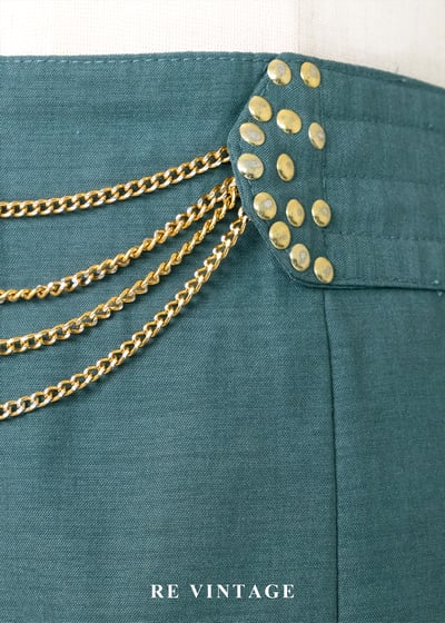 微醺孔雀綠金屬鏈高腰短褲（28"）5