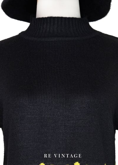 三色小花可愛的針織毛衣3