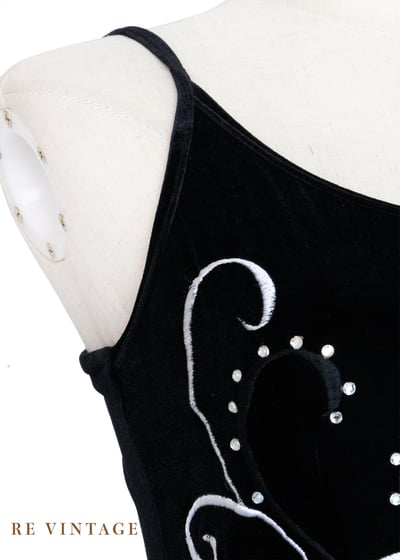 質感單品 - 花影蜿蜒流動黑絨細肩帶洋裝6