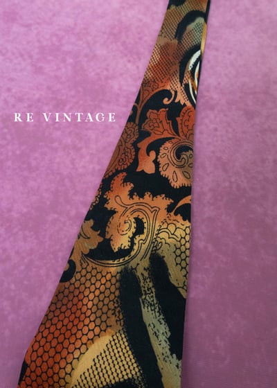 巴洛克式浪漫焦糖色玫瑰印花領帶10