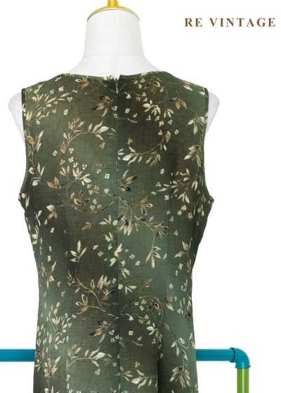 暮色森林復古苔蘚綠無袖長洋裝11