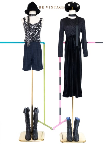 迷你小花透膚絨布長洋裝2