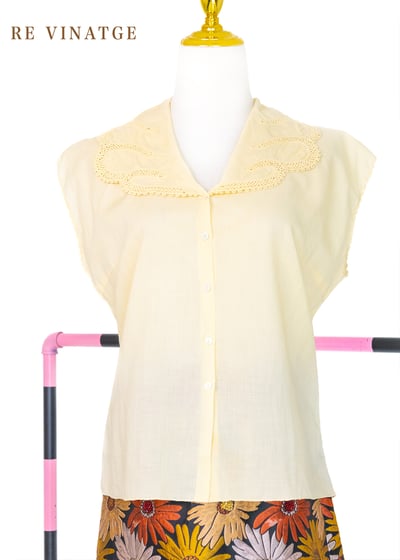 『紐約寶物』奶油黃漂亮領子棉質上衣8