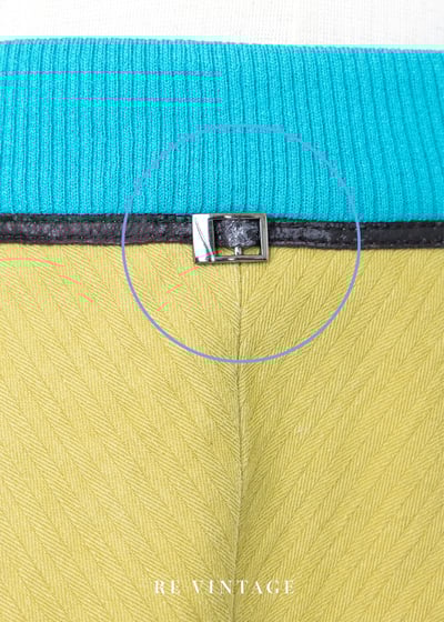 漂亮的芥末黃對比拼接中長裙（26"）10