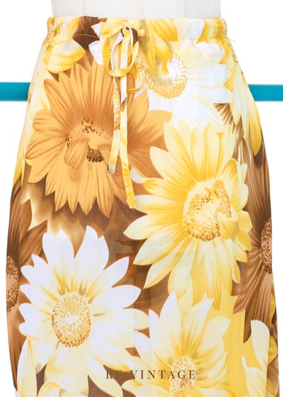 盛開的黃花花園雪紡透膚裙（23-28"）3