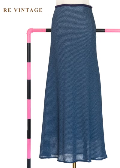 質感單品 - 湖畔的微褶莫蘭迪藍壓褶長裙（27"）1
