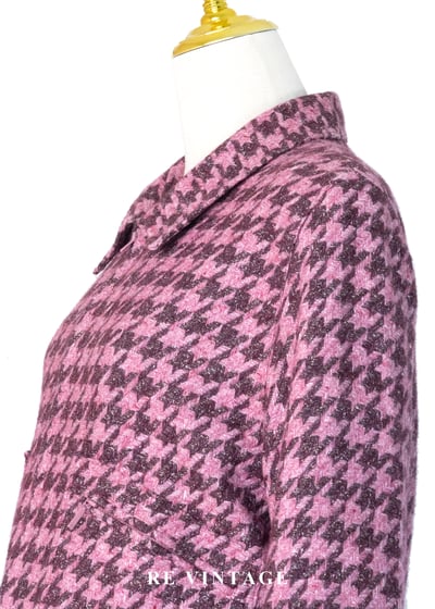 叛逆甜心 - 粉紅千鳥格毛呢拉鍊外套9