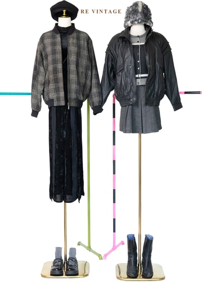 雜訊感黑灰格紋夾克外套2