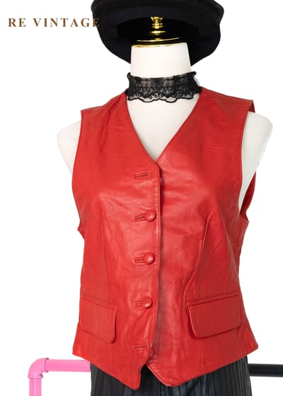 Multi Flame 火焰紅皮革背心1