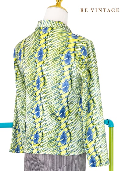 Neon Yellow and Blue 波紋絨布上衣6