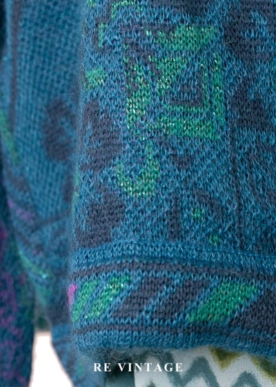 日本製 - 藍綠色秘密圖紋迷宮針織外套8