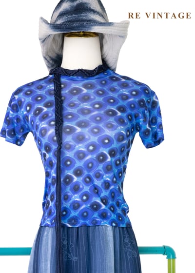 迷幻暈染同心圓網紗上衣1