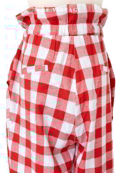 鬆軟紅格子荷葉飄飄高腰長褲（24-32"）11