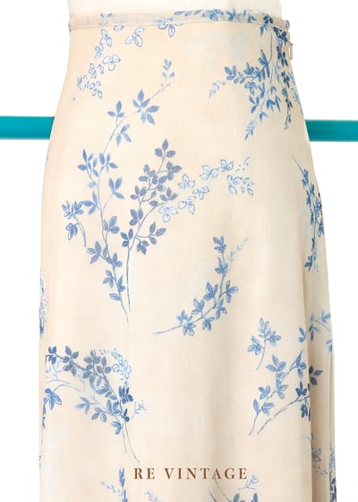 香草色藍色小花長裙（24-26"）7