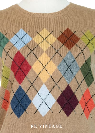 彩紅菱格學院筆記毛線背心3