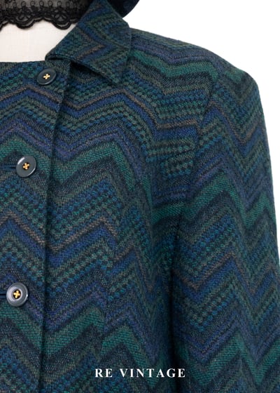 孔雀綠復古鋸齒紋雙排釦西裝外套5