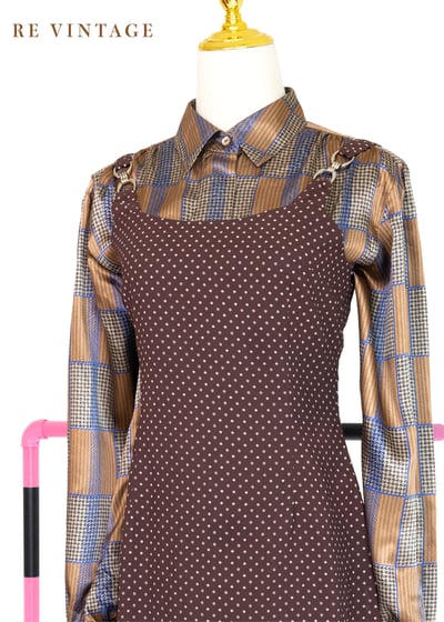 Mini 小花巧克力色吊帶短洋裝3