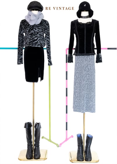 韓國製 - 石灰色漂亮印花紋路長裙（28-32"）2