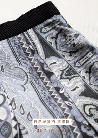 Scarf Print 漂亮的淺淺藍印花中長裙（27"）12