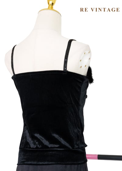 黑絨散落の小花細肩帶背心10