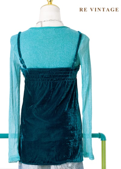 深海巴洛克亮片刺繡絨布細肩帶背心8