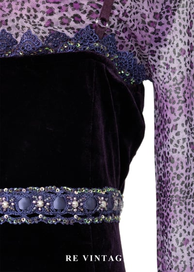 永夜之夢 - 寶石珠珠絨布細肩帶洋裝11