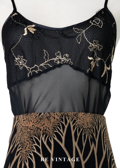 金線刺繡黑透膚細肩帶背心6