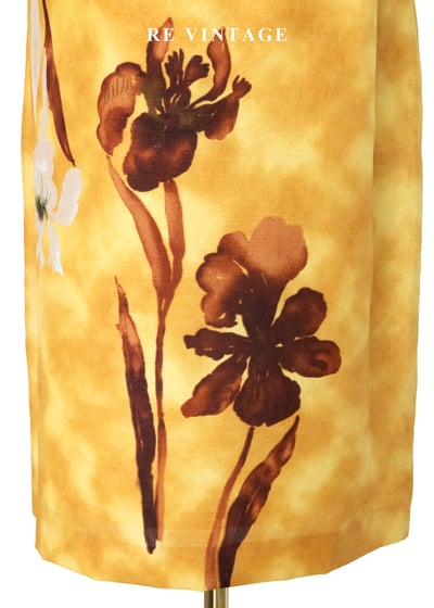 日落巴黎 -黃扎染水墨花朵短裙（25"）4