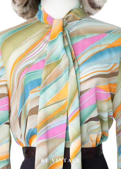 日本製 - 迷幻調色盤流動絲巾襯衫3