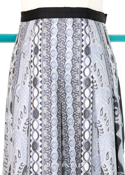 Scarf Print 漂亮的淺淺藍印花中長裙（27"）3