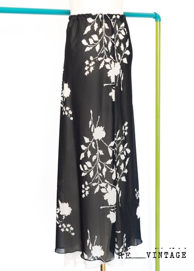 黑白色大花朵雪紡長裙5