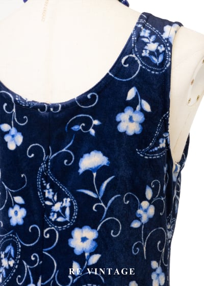 月光身藍花會絨布長洋裝13