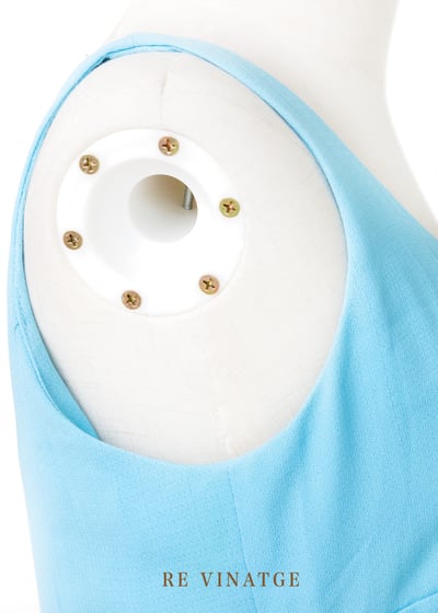 水藍色四朵小花夏日迷你洋裝9