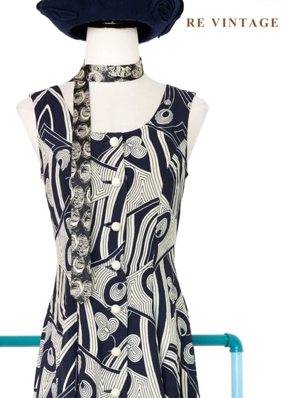 迷幻迴圈 - 深藍流動線條長洋裝3