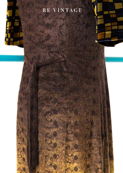 Yellow Brown Gradient 漂亮燒絨小花洋裝/長版背心15