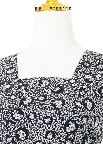 小碎花黑白色氣質長洋裝9