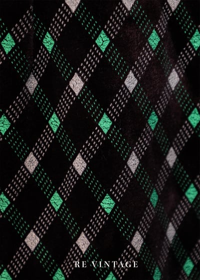 螢光綠格紋巧克力色絨布裙裙（28"）7