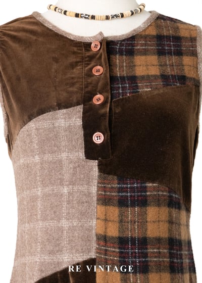 Brown patchwork 毛呢洋裝3